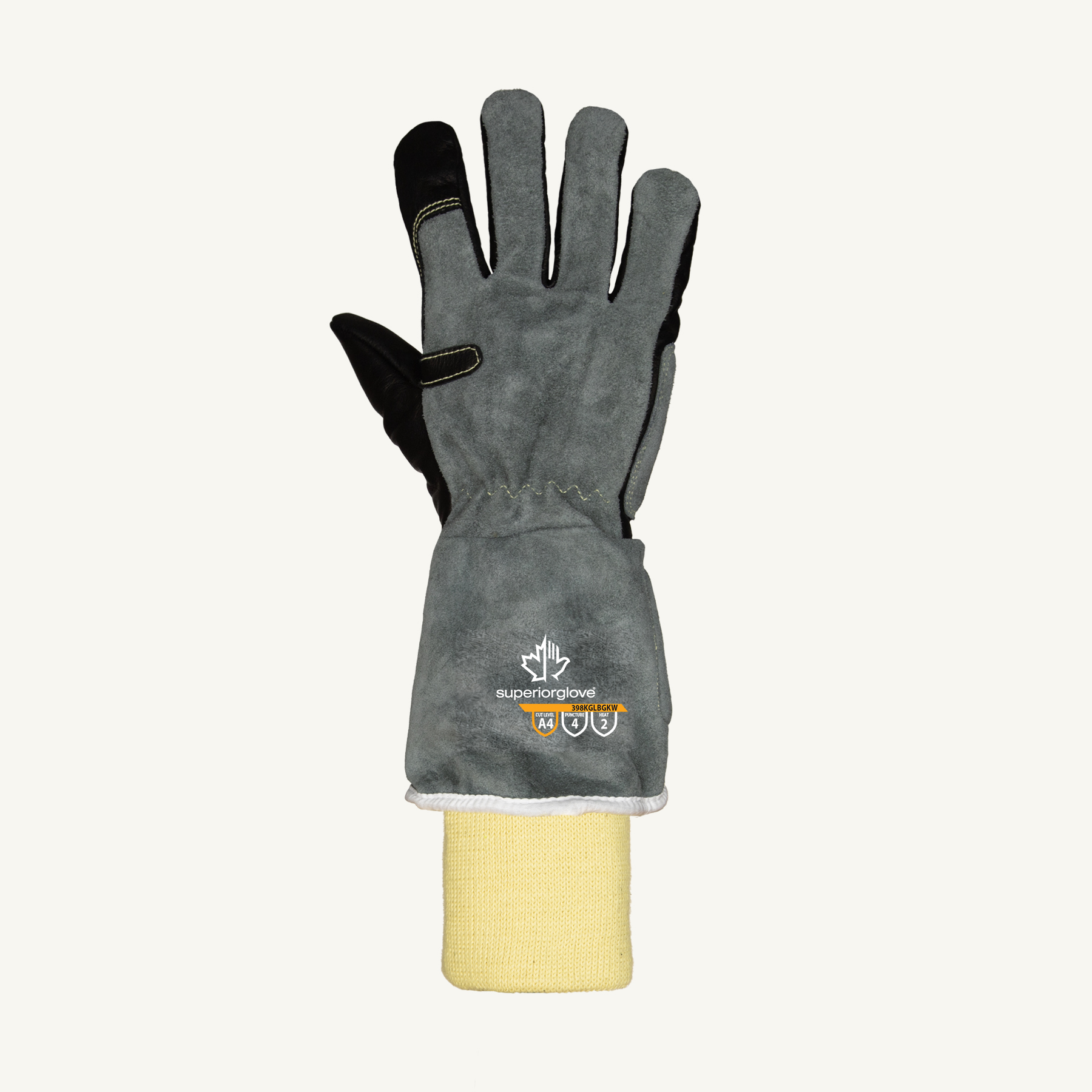 Superior Glove® Endura® 398KGLBGKW Leather A4 Fabrication Welding Glove with Knit Cuff - back or hand